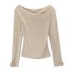 Korean Style Pink Draping Collar Knit Top for Women - Autumn/Winter 2025 New Arrival
