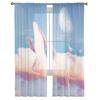 Starry Sky Whale Star River Clouds Bedroom Transparent Sheer Curtains Holiday Decoration Window Voile Tulle Curtain