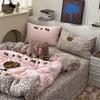 Class A Double Yarn Super Soft Washed Cotton, Girl Cartoon Leopard Print Bow Cat Sheet Student Dormitory 4