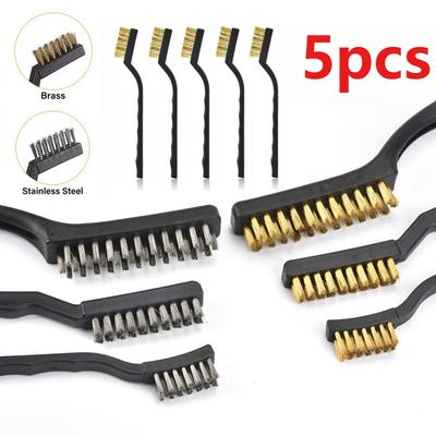 5pcs Set Small Wire Brushes Cleaning Brushes for Mechanical Part Derusting Remove Paint Accessories Stainless Steel Wire Brushes
