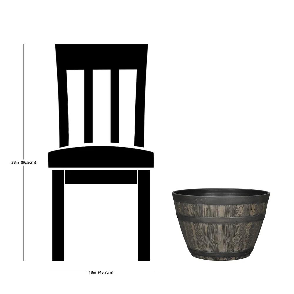 Rustic Whiskey Barrel Planter UV Resistant Brown Plastic Drainage Holes Suitable Indoor Outdoor Gardening Durable Flower Pot