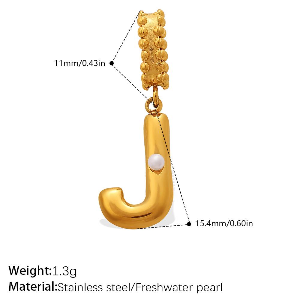 Fashion Personalized Bubble Three-Dimensional 26 English Pearl Letter Pendant Stainless Steel Gold-Plated Diy Accessories