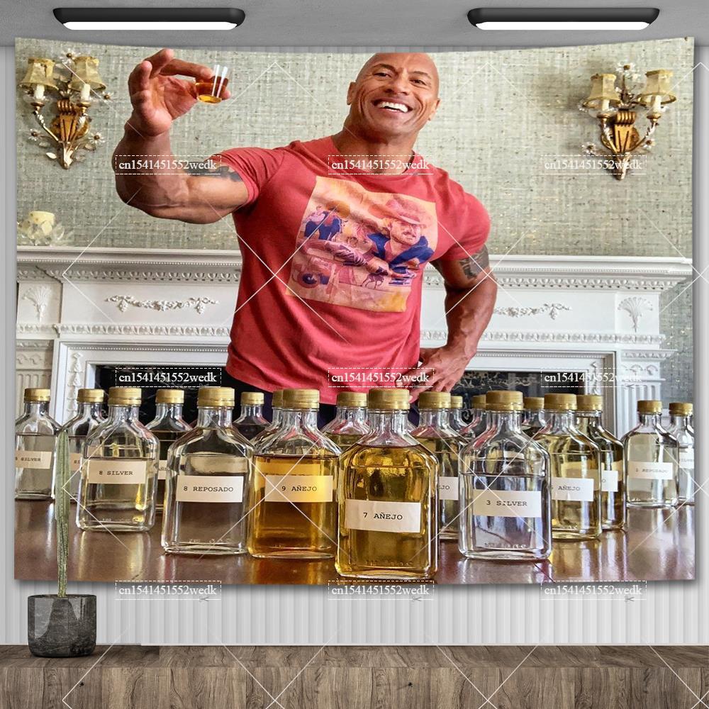 The Rock Johnson isst Blaubeerpfannkuchen Wandbehang Wandteppich Kawaii Zimmerdeko Meme Wandteppich Schlafzimmerdekoration Ästhetisch