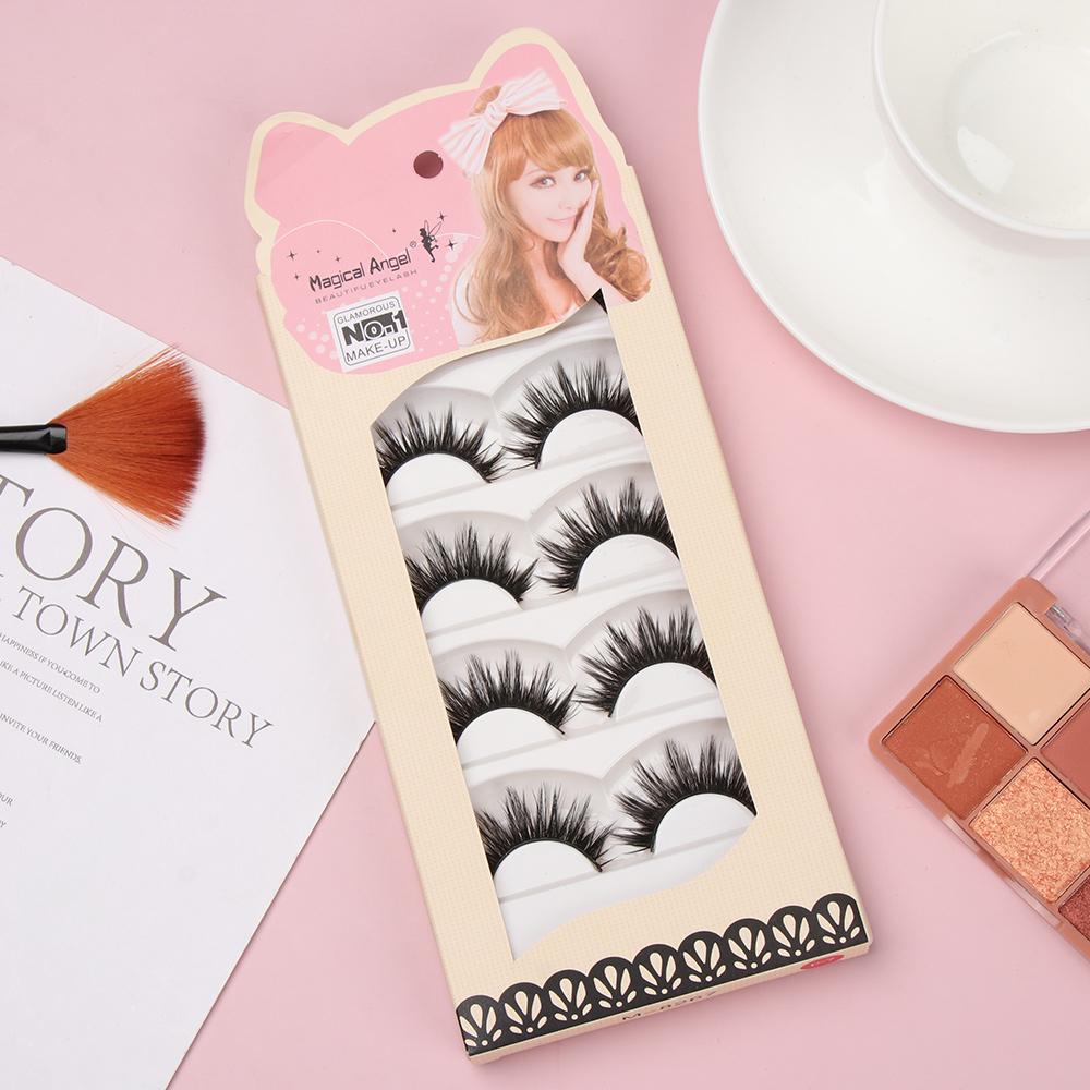 5 Pairs Long Natural Cross Soft Eye Lashes Extension False Eyelashes Handmade Black