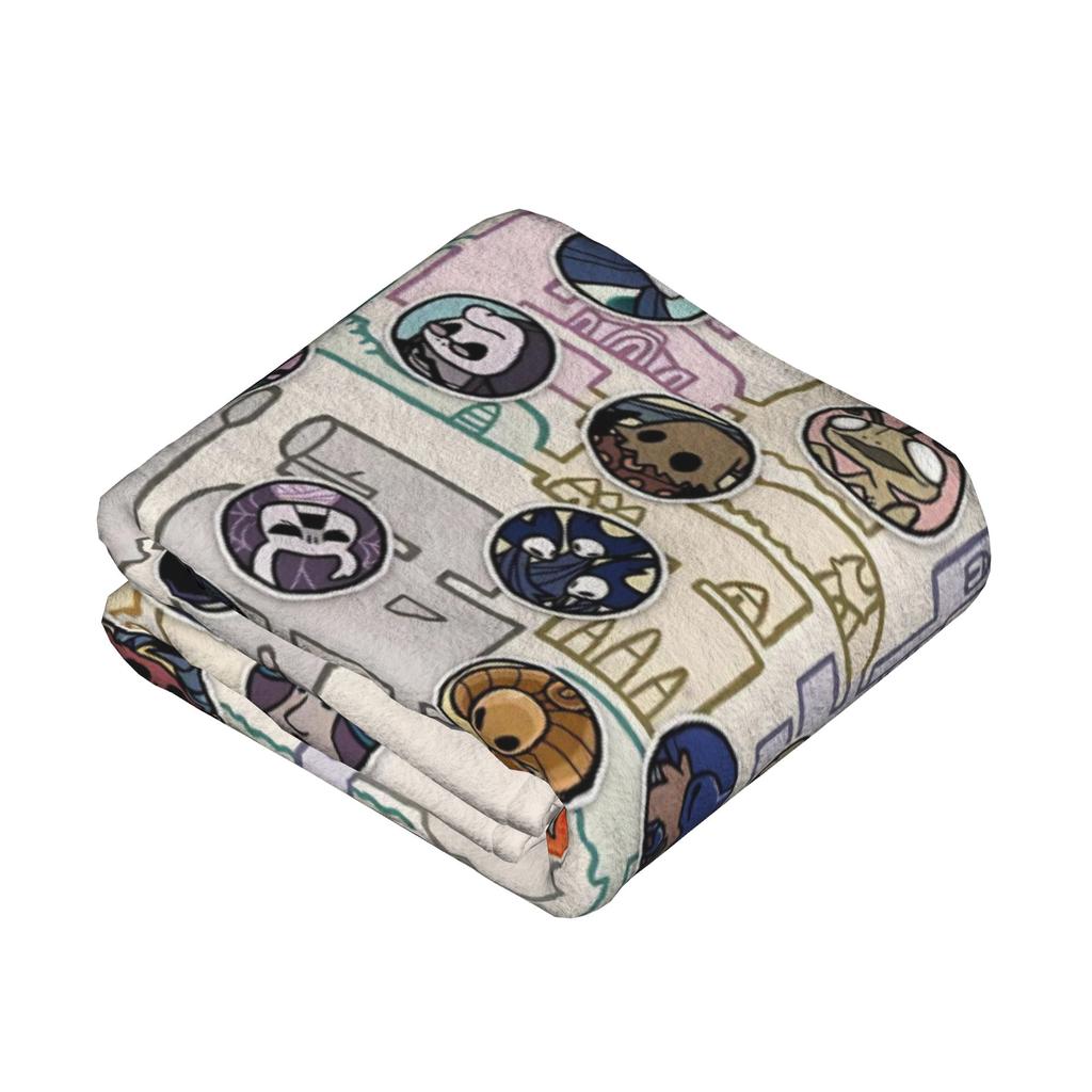 Hollow Knight Silksong Game Map Flannel Throw Blankets Mysterious Rug Piece Knitted Blanket Car Lightweight Thin Multi-function