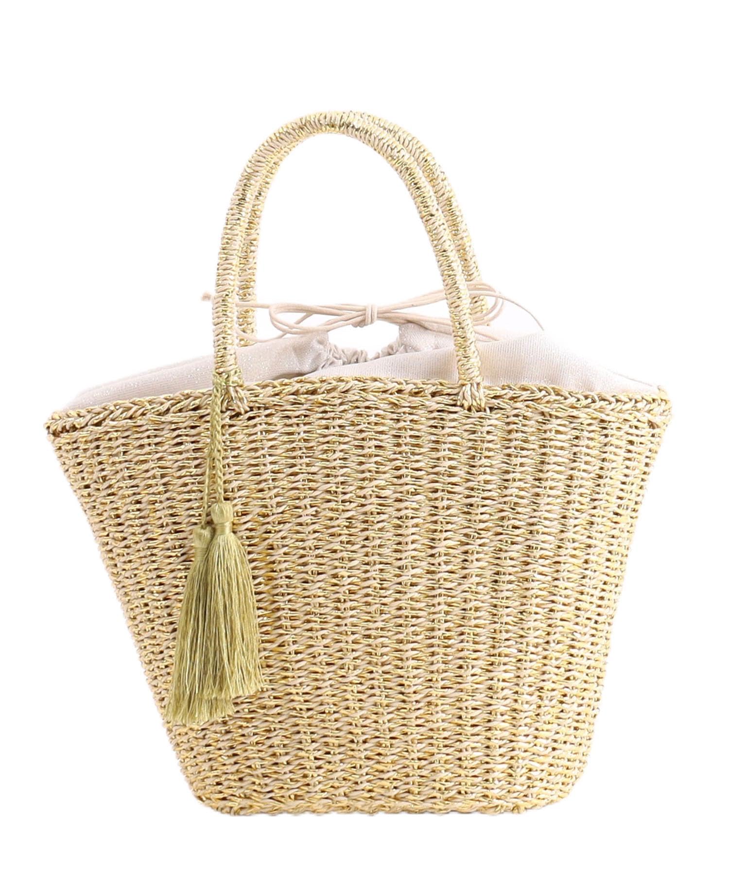 

Cuco Metallic Film Basket Bag with Tassel 2413112022 Gold (908)