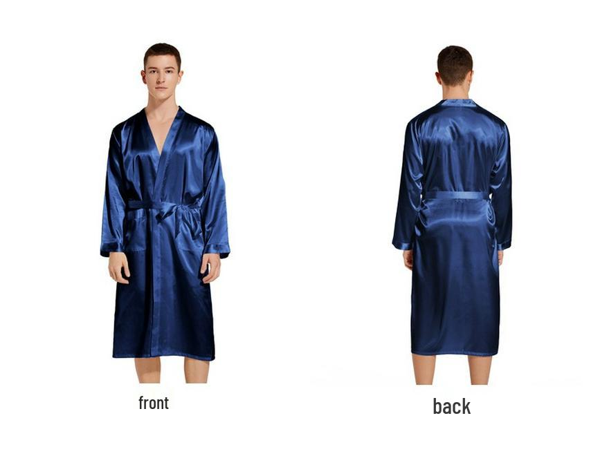 Cardigan de Pijama Masculino Plus Size Leve Luxo Toque de Seda: Estilo Europeu e Americano
