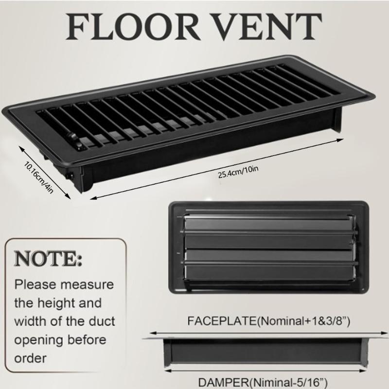 4Pcs Metal Floor Register Cover With Adjustable Louvers Smooth Quiet Airflow Anti-blocking Central Conditioner Grille