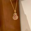 Xiaohongshu Enamel Gourd Necklace: Light Luxury Retro Pendant for Women, Hand-Painted Clavicle Chain - Versatile, High-End Jewelry.