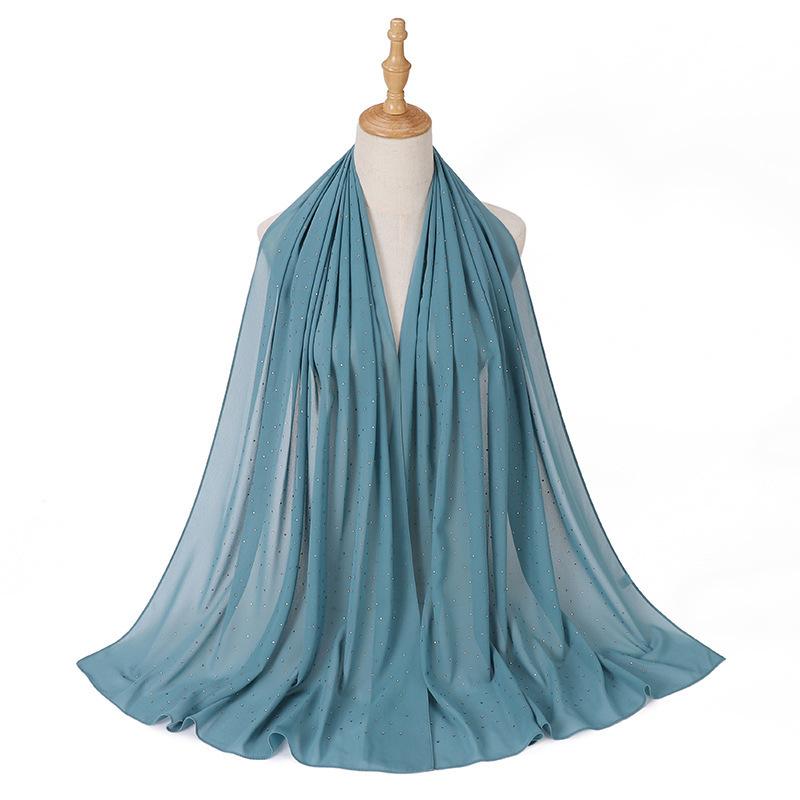 New Malaysia-Indonesia Pearl Chiffon Gypsy Hot Diamond Headscarf, Spring and Summer Long Ladies Hijab Scarf
