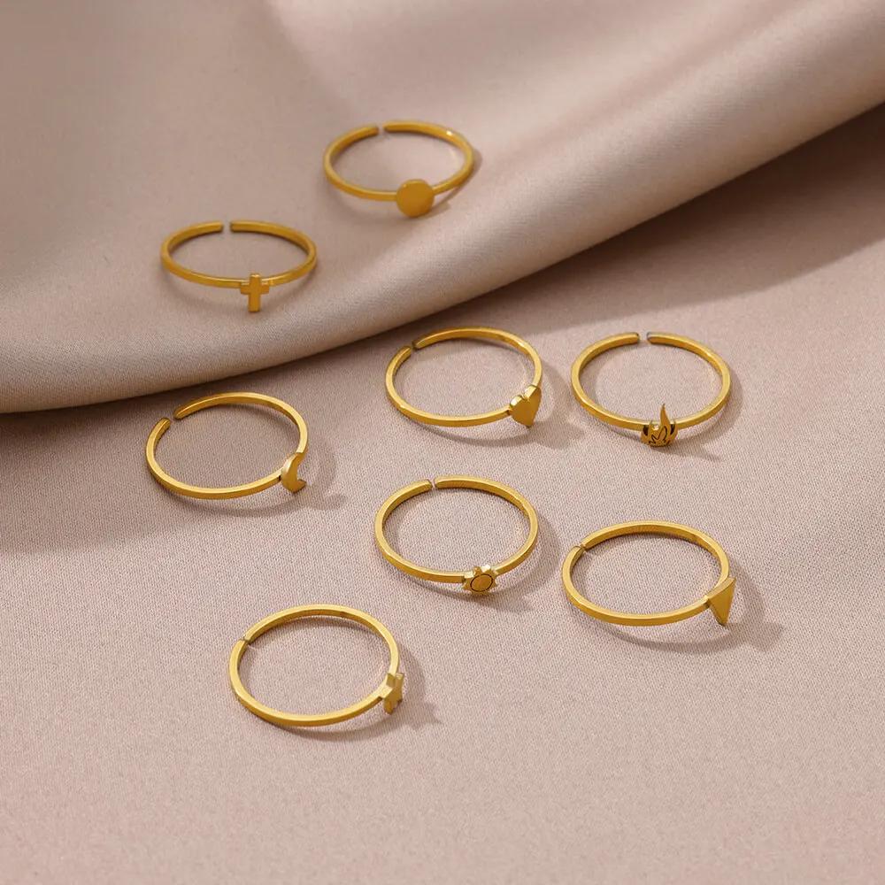 Cute Star Moon Rings For Women Stainless Steel Open Adjustable Gold Color Wedding Engaement Ring Jewelry Gift For Her bague