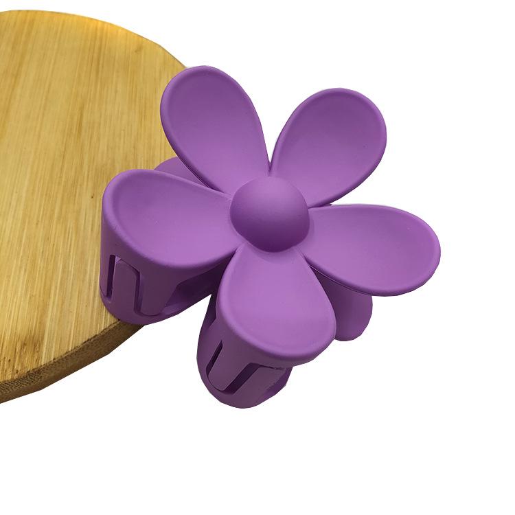 Matte Flower Hair Claw: Five-Petal Clip for Updo & Ponytail