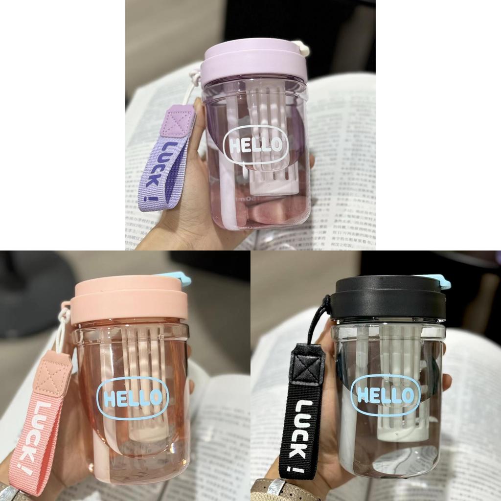 Hello Flower Tea Cup 580ml Double Drinking Portable Plastic Tumbler For Summer Outdoor Use