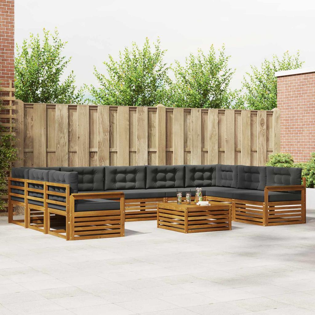 Outdoor Sofa Set with Cushions 10 Pcs Natural and Anthracite