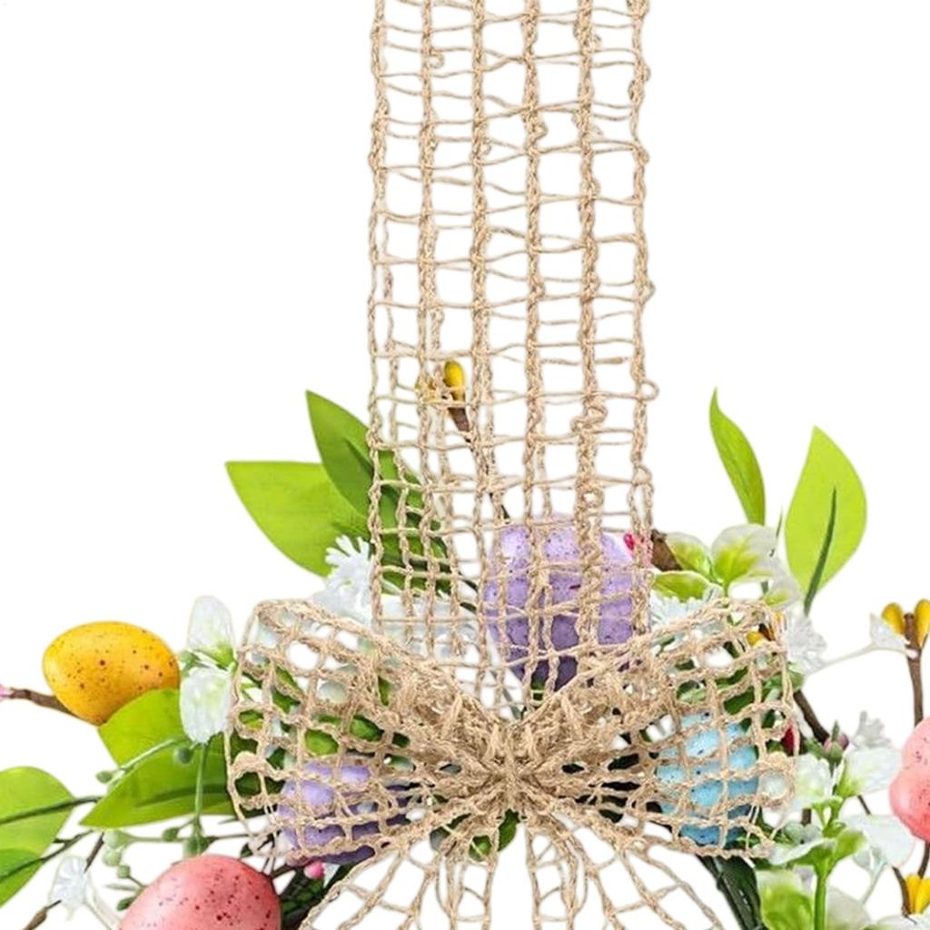 Easter Wreath with Colorful Eggs Easter Decor Artificial Garland Spring Hanging Ornament Spring Wreath Garland for Home Wall