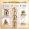 6 Tier Bookshelf Wooden Bookcase 360° Rotating Book Storage Racks Living Room Book Organizer Floor Stand Bedroom Book Holder