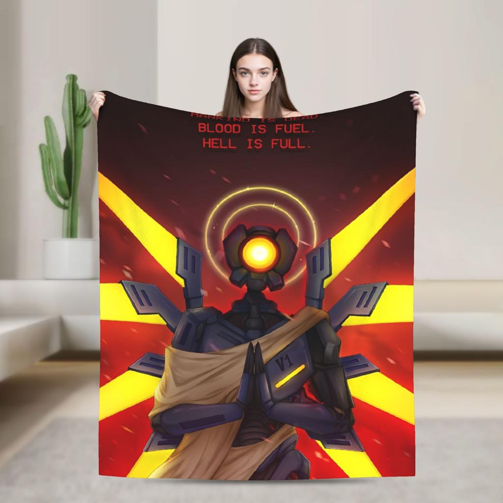Ultrakill V1 V2 Shooting Game Blanket Coral Fleece Plush Autumn Winter Hell Is Full Multifunction Ultra-Soft Throw Blanket Home