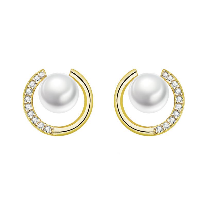 Sterling Silver Shijia Pearl Stud Earrings - Elegant, High-End Korean Design for Women Pure Silver