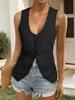 Gilet blazer sans manches pour femme Col rond Gilet ajusté Haut de bureau