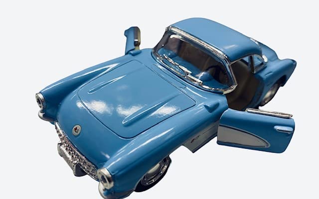 1957 Chevrolet Corvette Scale Diecast Car by Kinsmart Blue Replica Miniature Model Car 134 - [Used]
