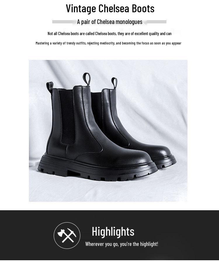 Men's Mid-Calf Platform Chelsea Boots: Thick-Soled, British-Style Short Martin Chimney Boots