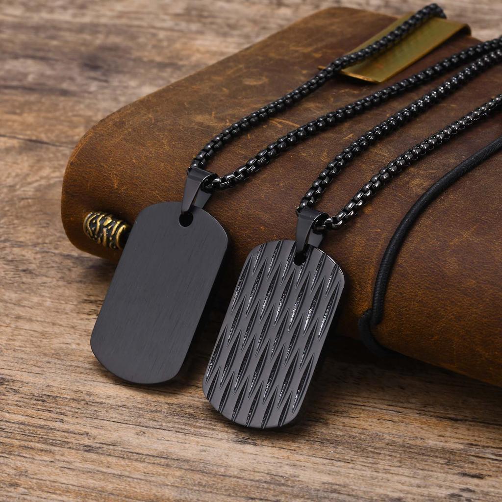 Mprainbow Mens Dog Tag Necklaces, Waterproof Stainless Steel Geometric Pendant Collar Birthday Gifts for Father Dad Husband Son
