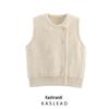 2025 Spring Women's European & American Fashion Double-Breasted Round Neck Sleeveless Knit Vest