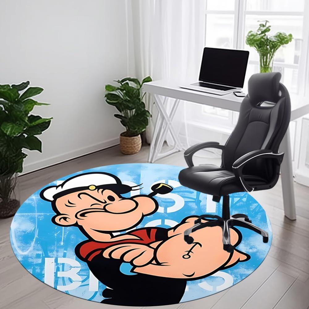 1pc Popeye Sailor Office Round Area Rug, Under Office Chairs Bedroom Living Room Home Decor, Room Deco