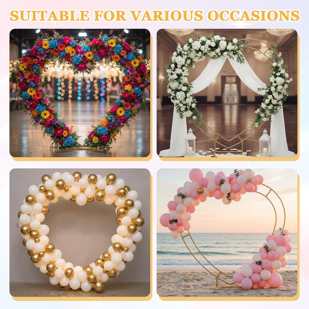 Double-Layered Wedding Balloon Arch 6.7FT Heart-Shaped Balloon Stand Reusable for Ceremony Valentines Day Birthday Party Decor