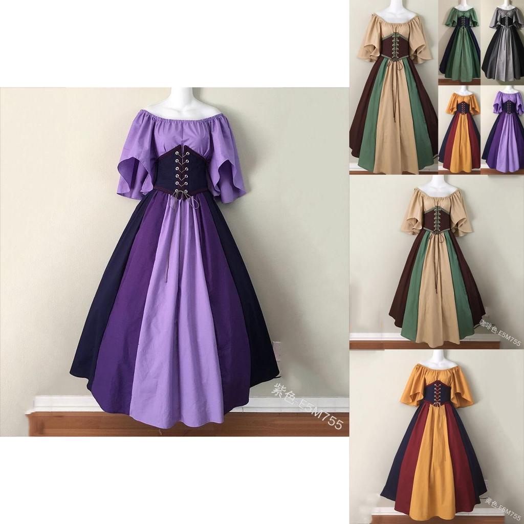 Retro Inspired Off Shoulder Dress With Beautiful Color Block Design And Flattering Fit