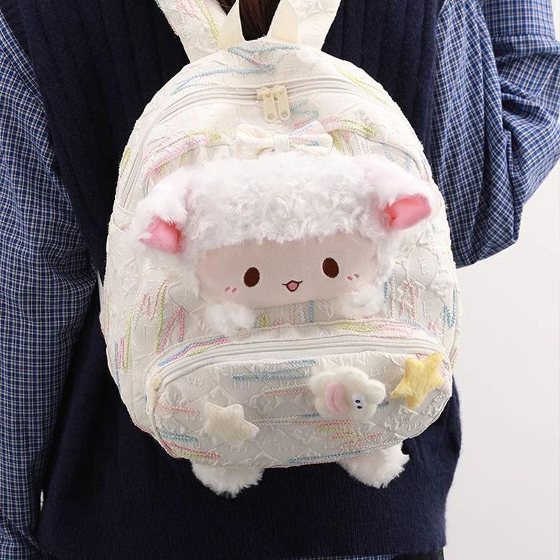 High-value Cute Lamb Backpack Winter New Female College Student Schoolbag Large-capacity Commuter Backpack