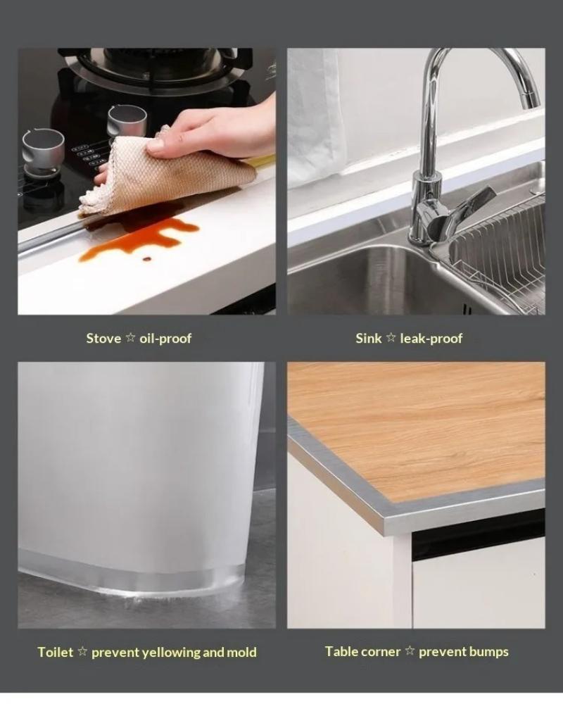 Aluminum Foil Tape 5-10m Waterproof Oil Proof Self Adhesive Kitchen Stove Sink Gap Seal Strip Heat Resistant for Countertop Edge