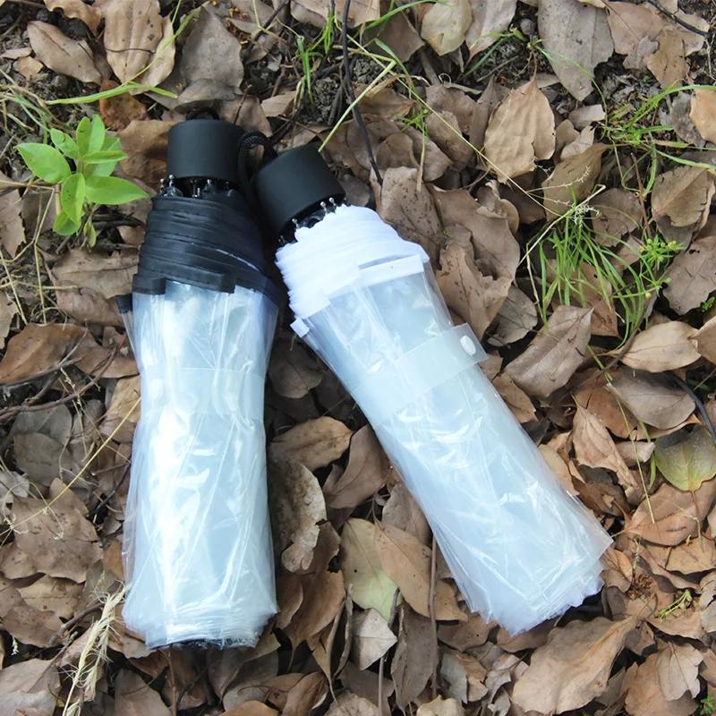 Transparent Fällbar Icke-automatisk Svart Vit Kant Paraply Herr Affärsregnparaply Dam Plast Klar Damparasoll