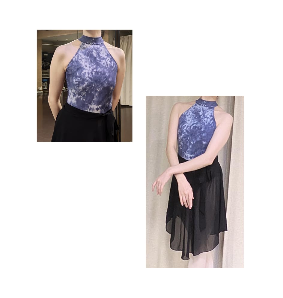 ProDance Marble Ballet Stylish and PLHI009B 3-Color High-Neck Leotard, Cute, (M(160), Blue)