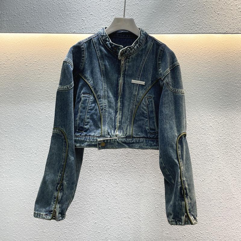 European and American trendy brand autumn new niche street babes retro washing water old denim jacket short coat women S