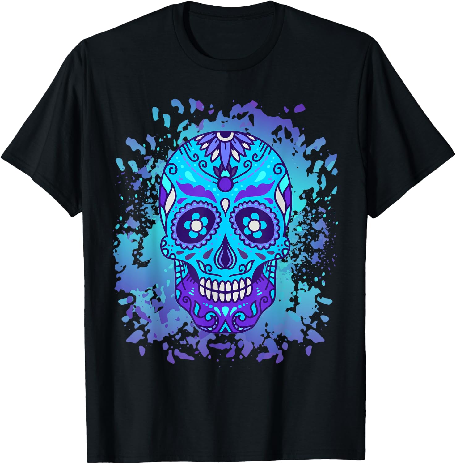 Floral Sugar Skull Day Of Death Dia De Los Muertos T-Shirt XXXL