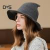 Witch Cosplay Hat Halloween Costume Knitted Foldable Pointed Solid Color Photo Prop Masquerade Festival Decoration Cap Headpiece