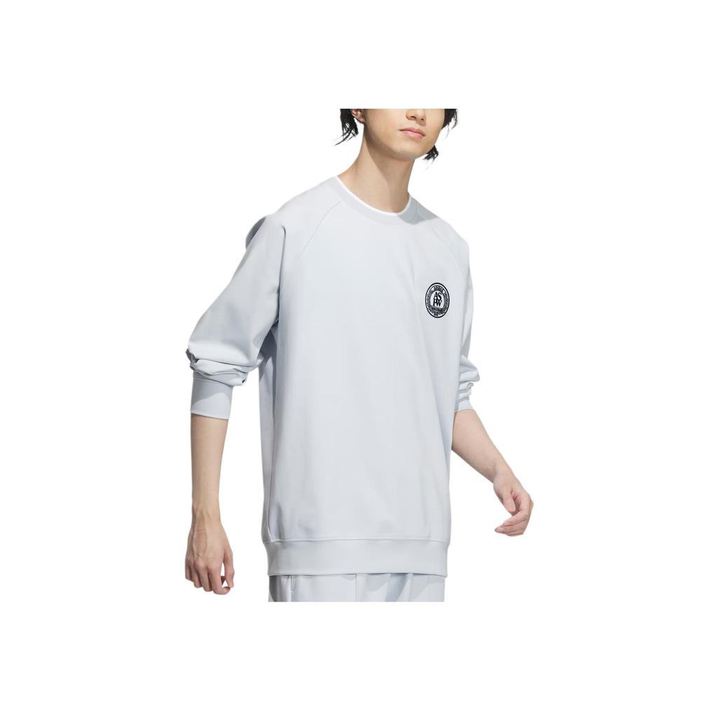 Adidas Verbiage Double Knit Sweatshirt With Letter Print And Color Block Collar Men Sweatshirt Light-Blue JI6459