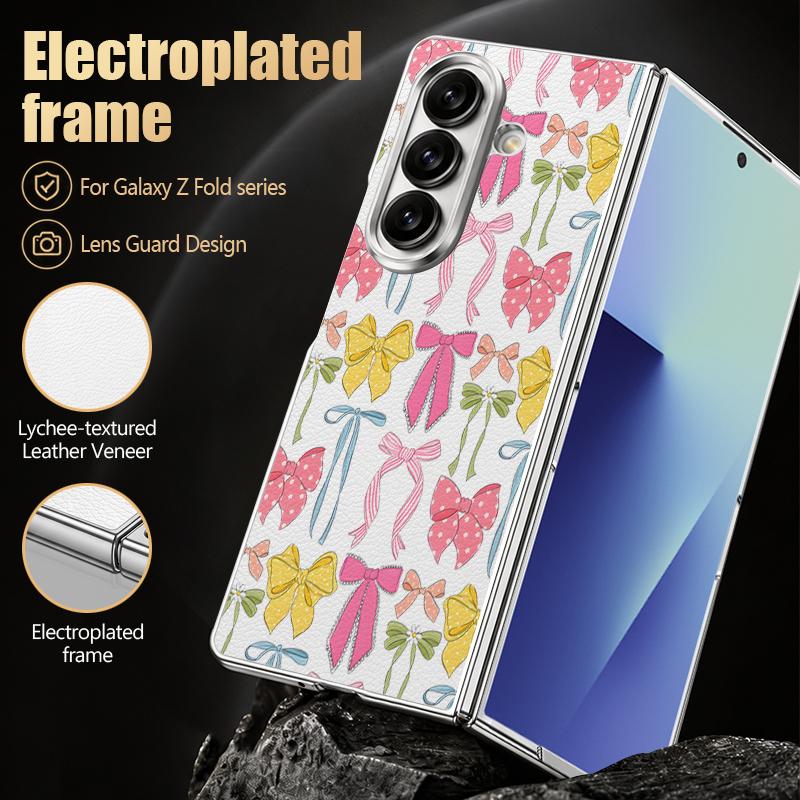 Bow Ties Print Case For Samsung Z Fold 8 Ultra 7 6 5 Luxury Plating Leather Skin Hard Phone Cover For Galaxy Z Fold8 Fold7 Fold6