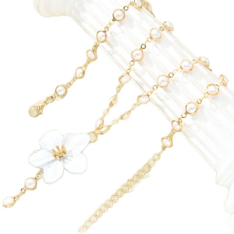 1PC New Flower Pearl Tassel Necklace Women's Niche Premium Sense Sweet Personality Delicate Necklace