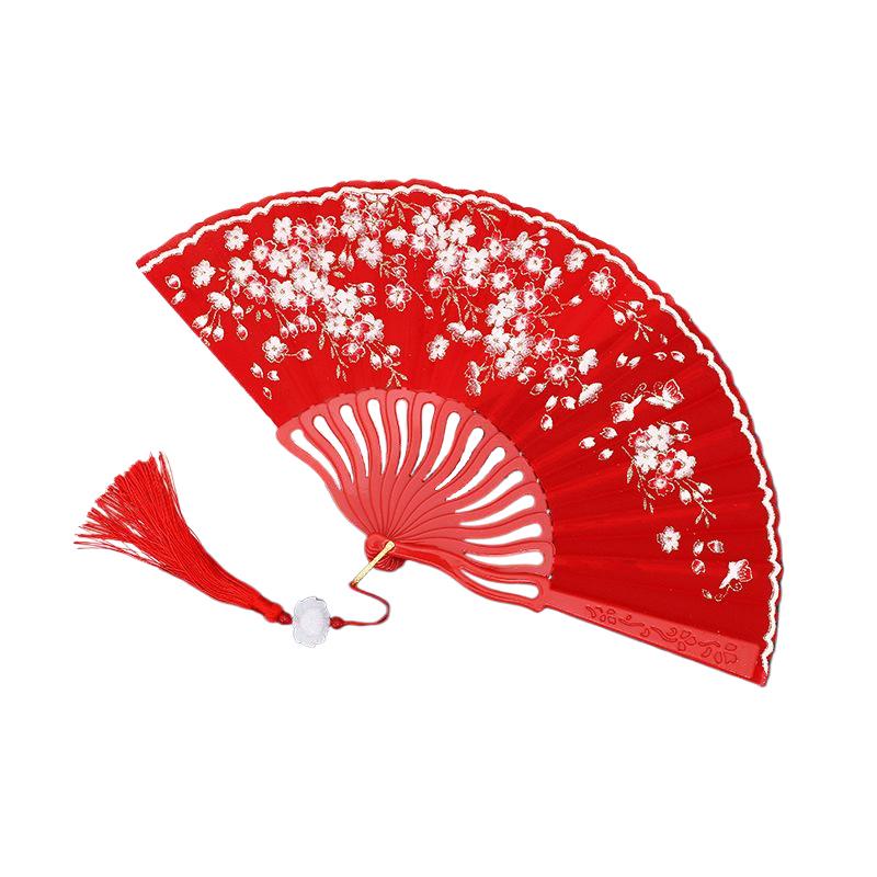 1PC Ancient Style Photography Folding Dance Performance Fan Elegant Plum Blossom Gift Plastic Classica New Chinese Style Colorful