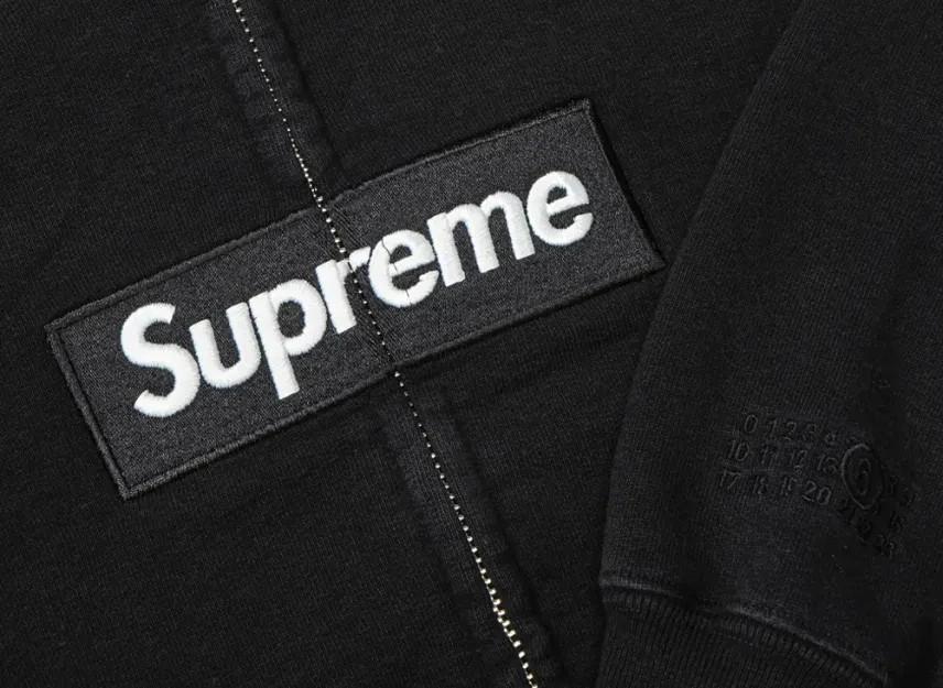 Supreme Felpa con cappuccio e zip logo box MM6 Maison Margiela "Nera"