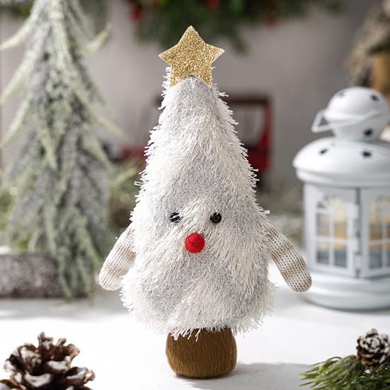 Christmas Gnome Decoration Fluffy Christmas Tree Doll with Glitter Star Topper Plush Elf Table Centerpiece for Hotel Mall Window Holiday Decor