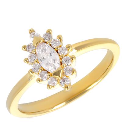 Gold Plated Ring 'Victorina' White Gold - 11x7 Mm