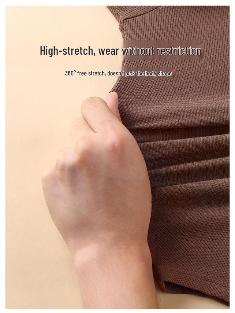 Women's Slim Fit Black Modal Long-Sleeve Mid-Neck Top for Autumn/Winter