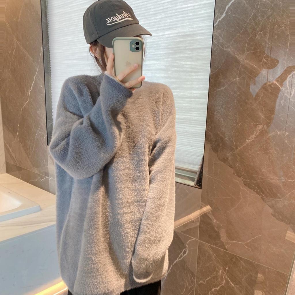 Faux Mink Plush Loose Pullover for Autumn and Winter