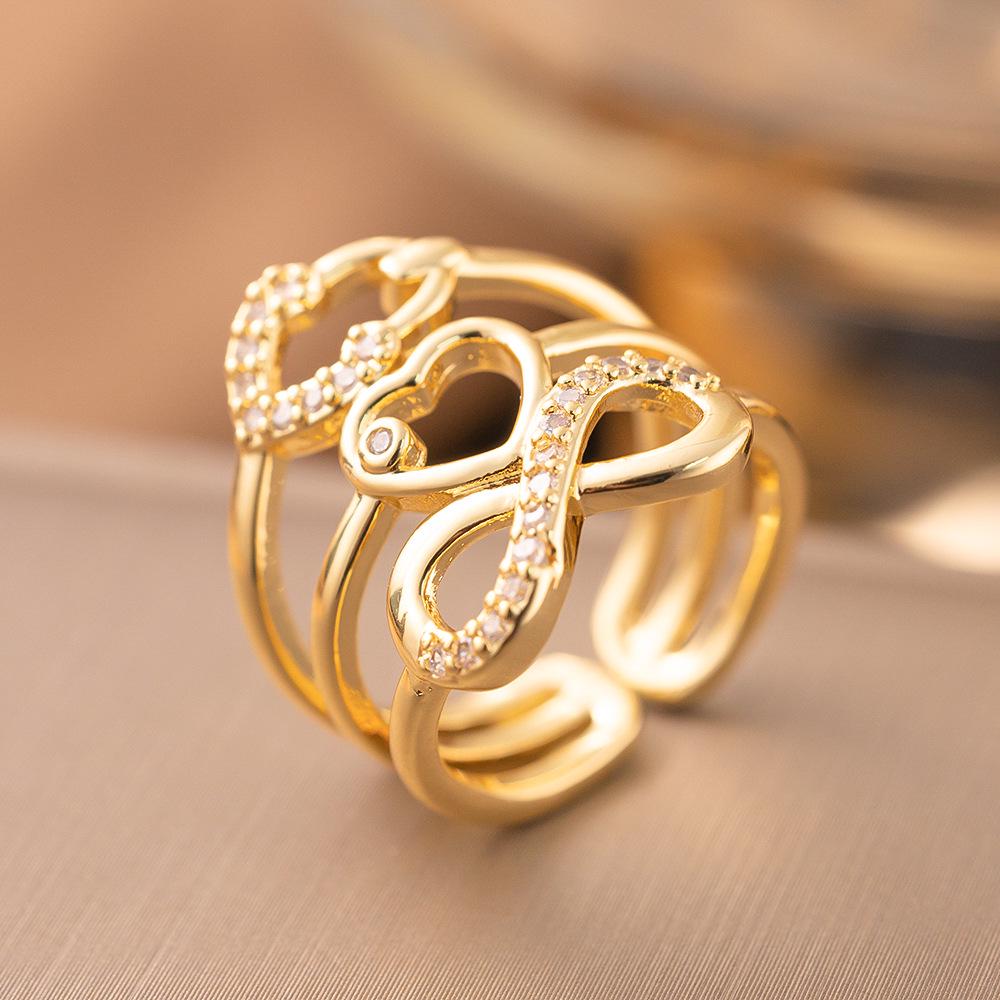 Micro-Inlaid Zircon Fashion Open Ring - Adjustable Luxury Index Finger Jewelry for Women