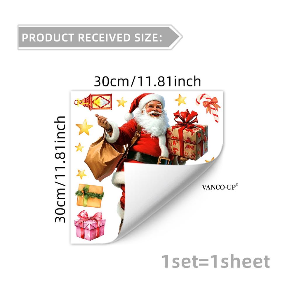 Pine Cone Santa Claus Christmas Wall Sticker Self Adhesive Removable Living Room Bedroom Holiday Decor