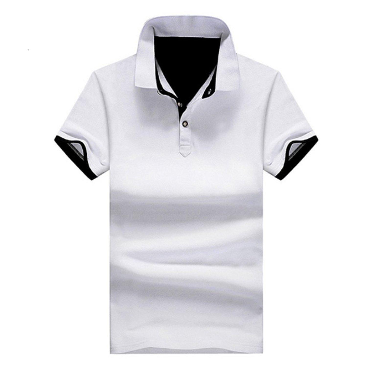 

Polo Short Long [Zon Smaids] Shirt, T-Shirt, Tops, Sleeve, Sleeve, Collar, Layered, Button-Down Shirt, Wear, Layering, Men s (White, BK, M)