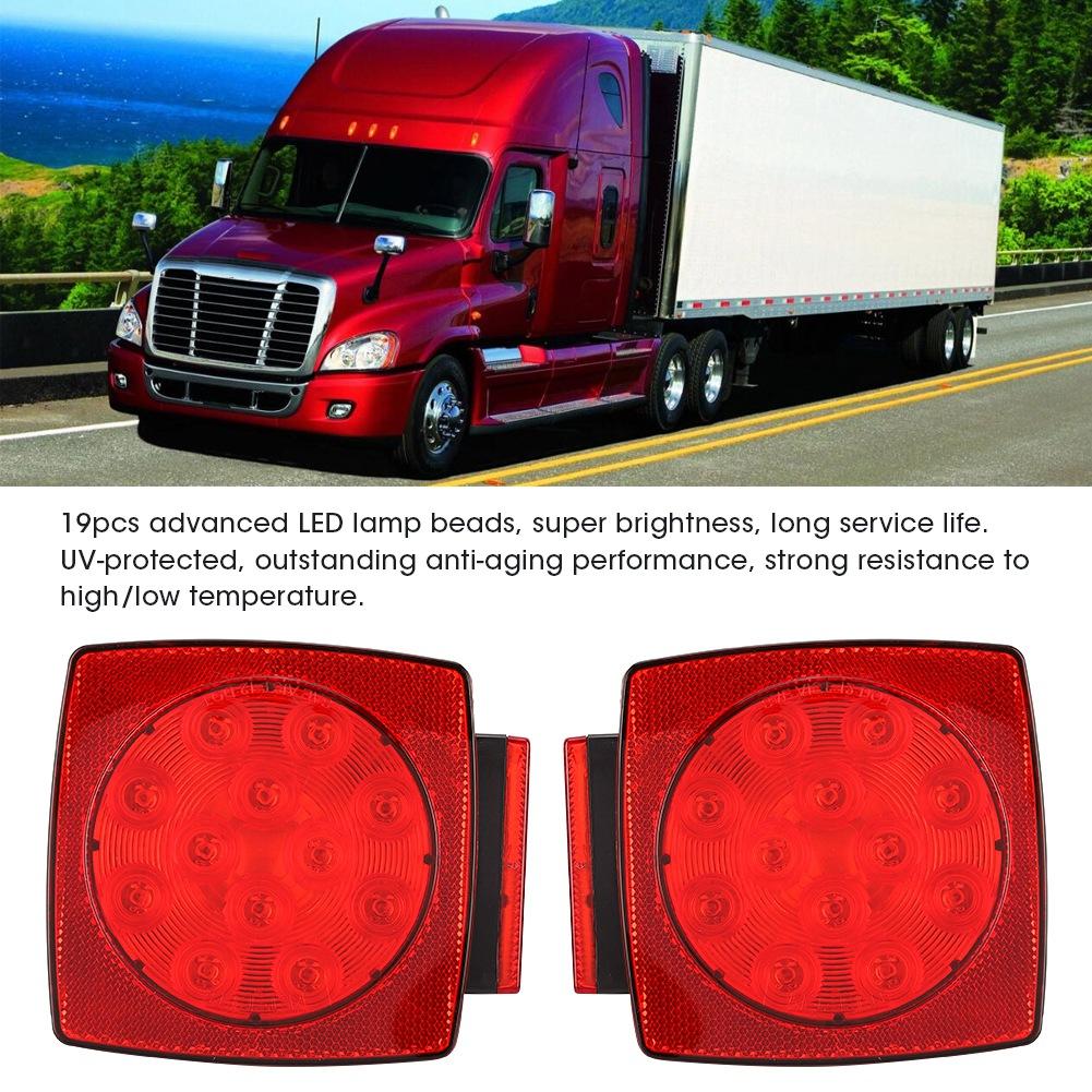 2pcs 12V Truck Trailer RV LED Tail Light Lamp Turn Signal Brake Reverse Light Combination